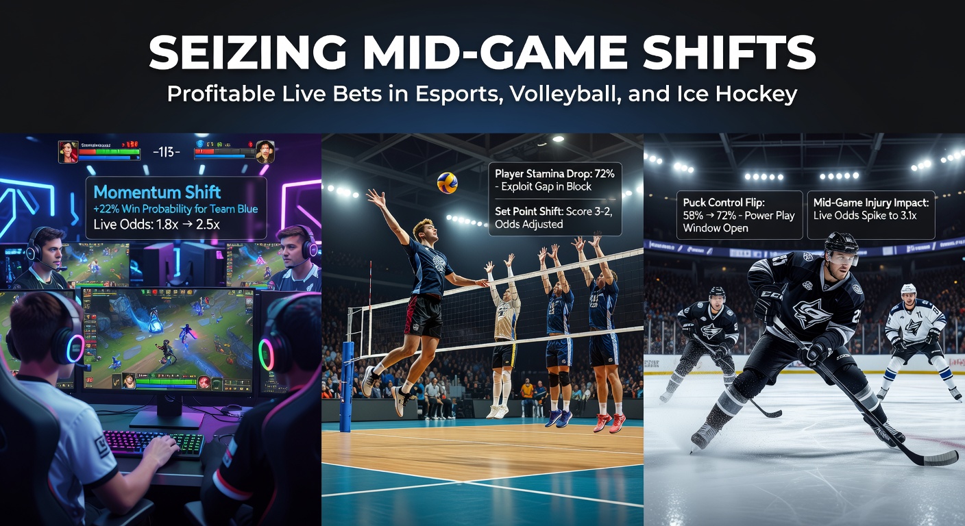 Intensiver Volleyball-Moment mit Live-Quoten-Overlay und Eishockey-Action im Hintergrund