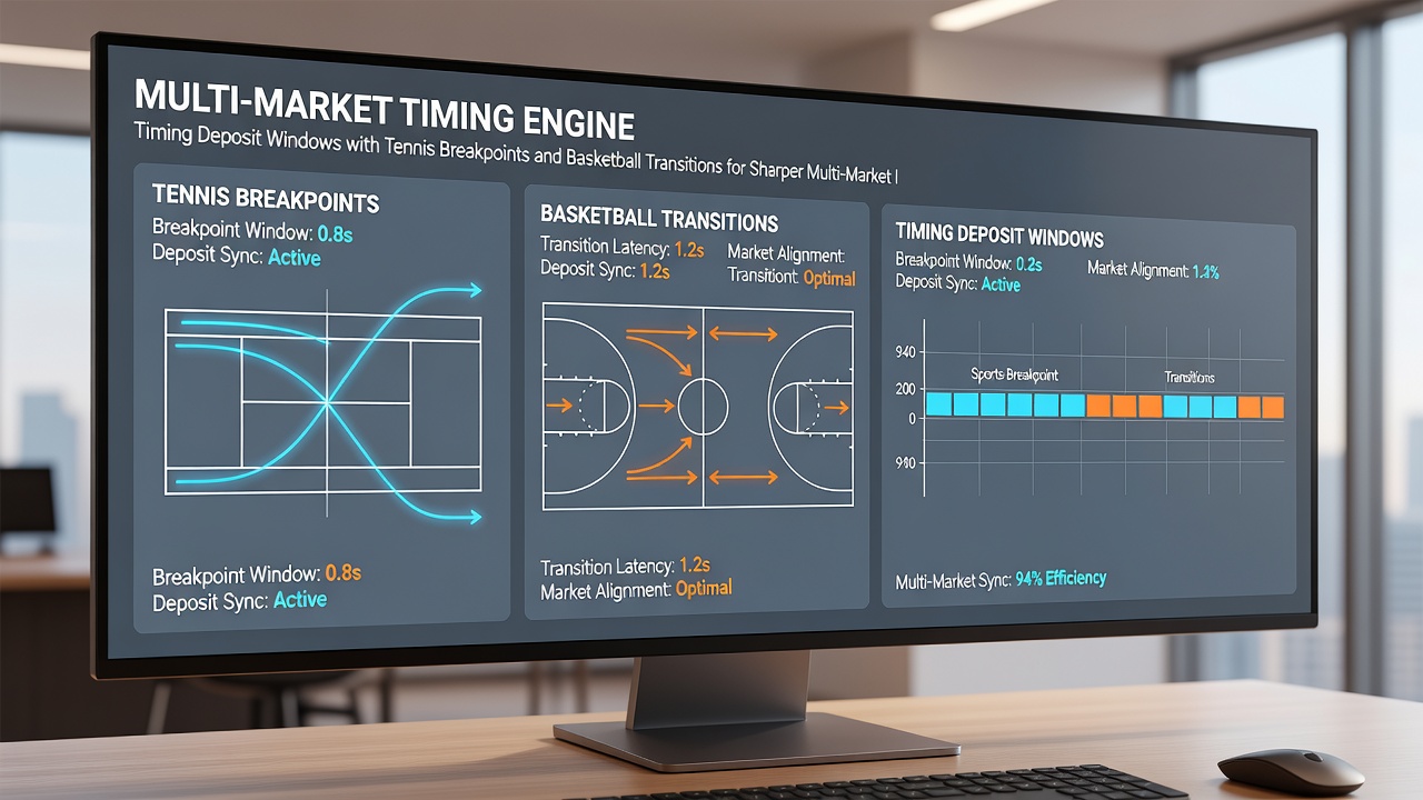 Darstellung von Datenströmen und Transaktions-Timelines in Basketball- und Tennis-Märkten